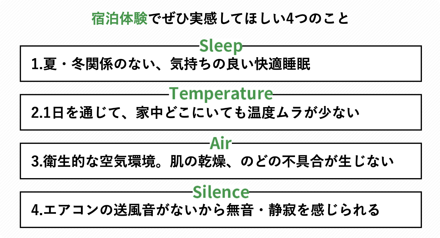 宿泊体験でぜひ実感してほしい４つのこと